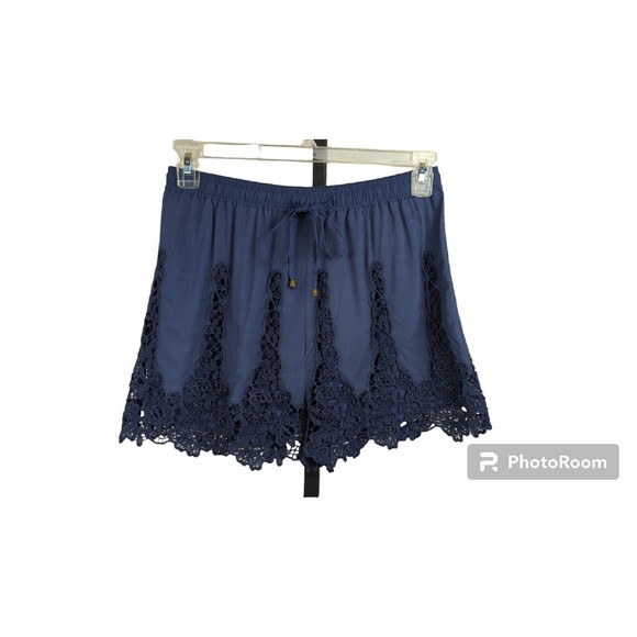 Anthropologie Pants - Elevenses Anthropologie Blue Shorts Guipure Lace Crochet Culottes Soft S